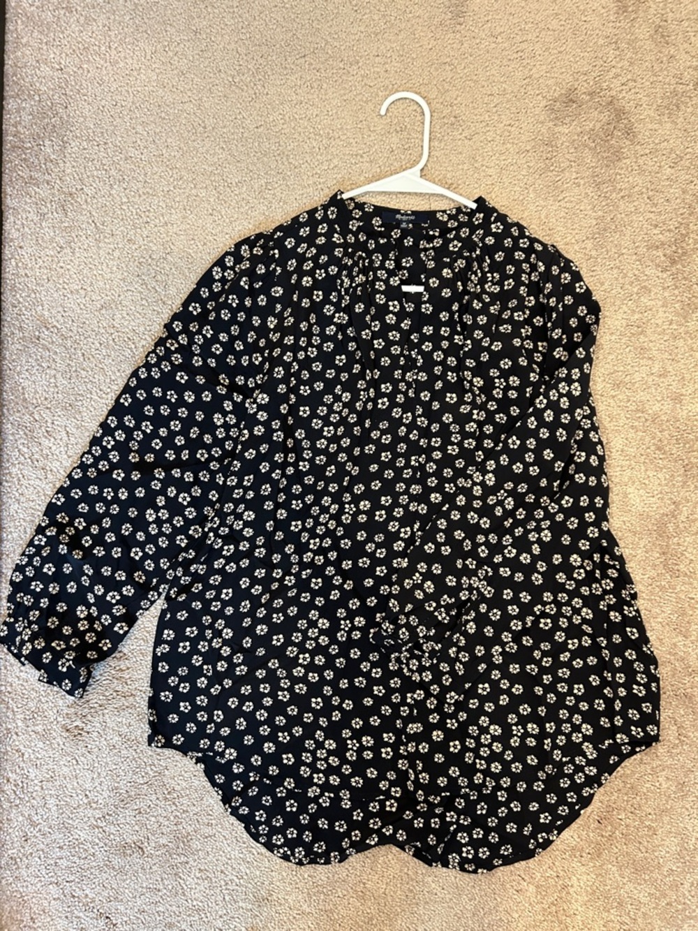 Madewell - Black Floral Long-Sleeve Blouse